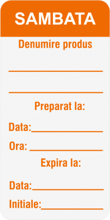 Etichete HACCP alimente - Etichete personalizate, SAMBATA - Zilele Saptamanii 25x54 mm