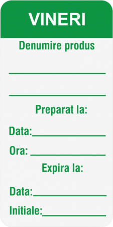 Etichete HACCP alimente - Etichete personalizate, VINERI - Zilele Saptamanii 25x54 mm