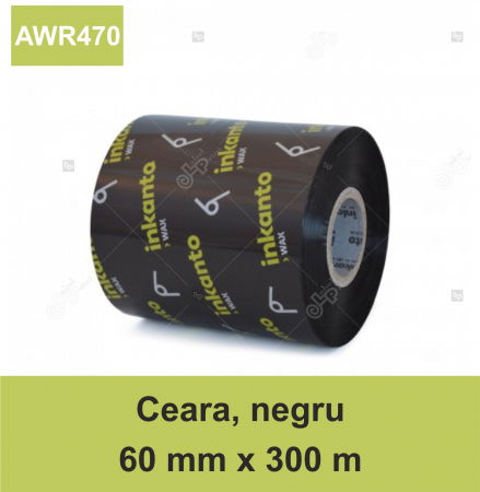 Riboane ceara - Ribon ARMOR Inkanto AWR470, ceara (wax), negru, 60mmX300M, OUT