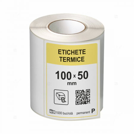 Etichete in rola - Role etichete termice autoadezive 100x50 mm, 1000 etichete/rola