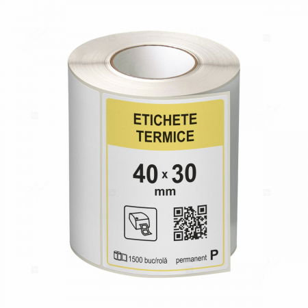 Etichete in rola - Role etichete termice autoadezive 40x30 mm, 1500 etichete/rola