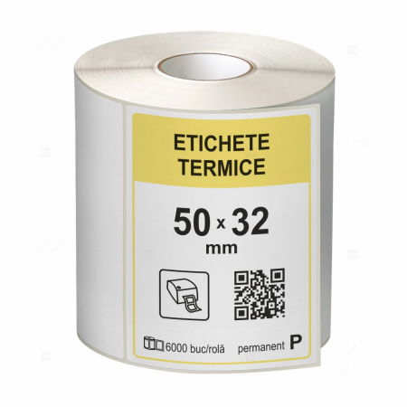 Etichete in rola - Role etichete termice autoadezive 50x32 mm, 6000 etichete/rola