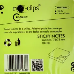 Bloc Notes Adeziv 75x75 mm - Culori Neon [2]