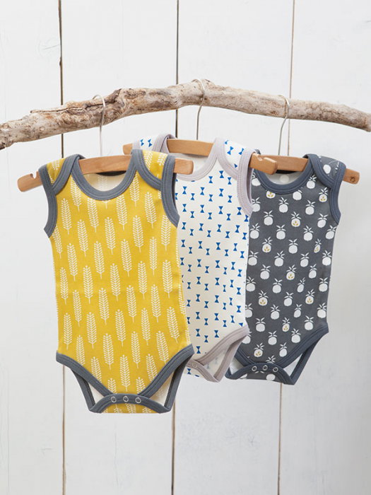 Body fara maneci, din bumbac organic, model Fest Kobalt, 0-3 luni--Fresk [2]