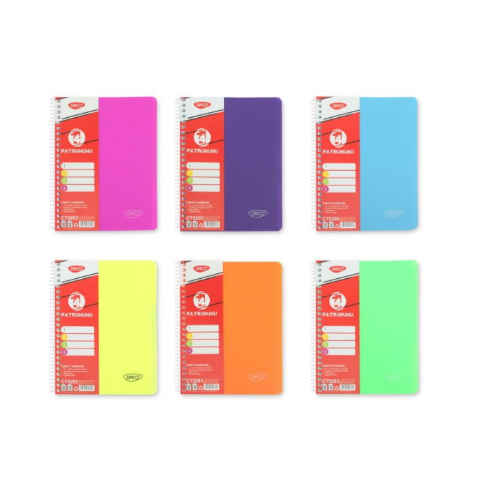 Caiet A5 Spirala 4 SUBIECTE, 120 FILE - DACO [1]