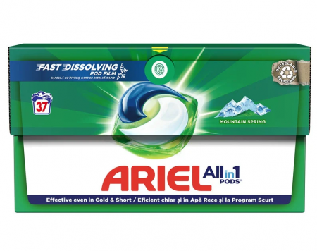 Detergent automat de rufe gel capsule, 37 buc ARIEL All in One, Mountain Spring - ARIEL [1]