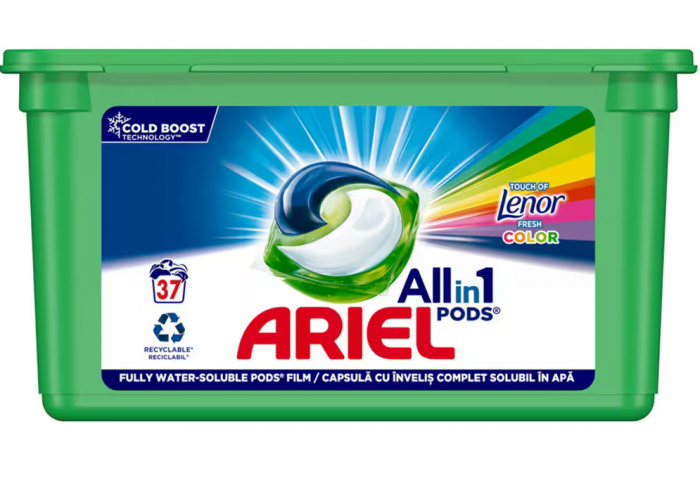 Detergent de rufe capsule, All in 1 Pods Touch of Lenor Color, 37 bucati - ARIEL [1]
