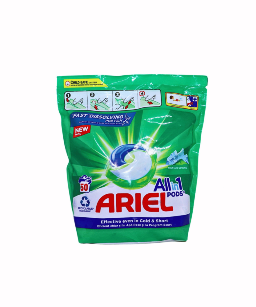 Detergent de rufe capsule Ariel All in One PODS Mountain Spring, 50 spalari [1]
