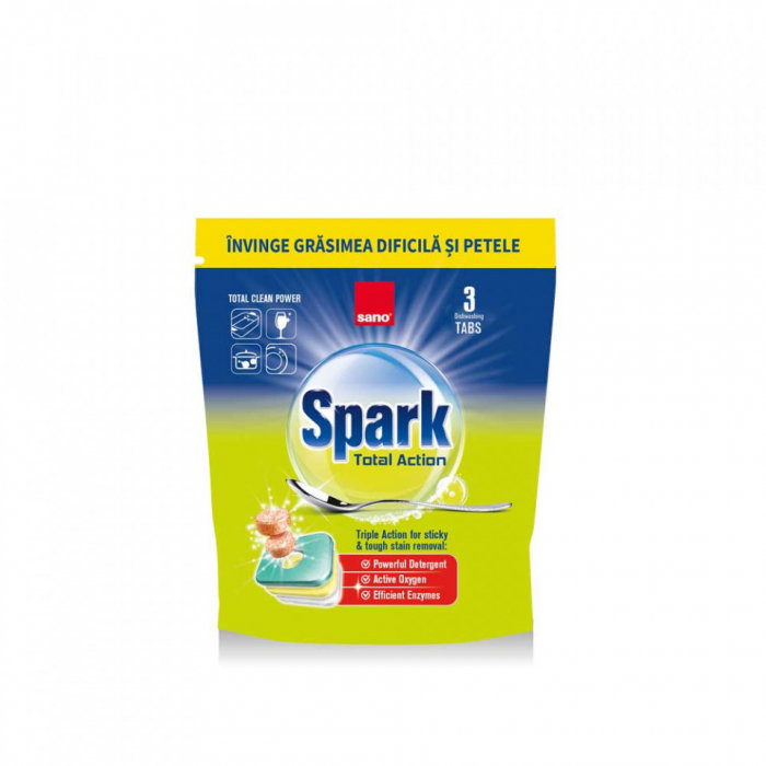 Sano Spark Total Action Detergent Pentru Vase 3 buc [1]