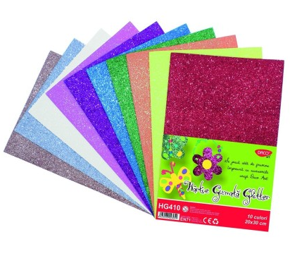 Hartie gumata glitter 10 culori [1]