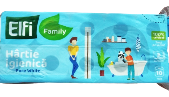 Hartie igienica Elfi Family Pure White, 3 straturi, 10 role/bax [1]