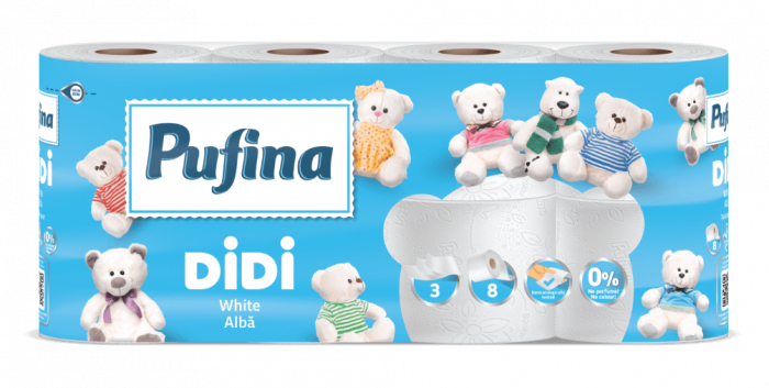 Hartie igienica Pufina Didi alb, 8 role, 3 straturi [1]