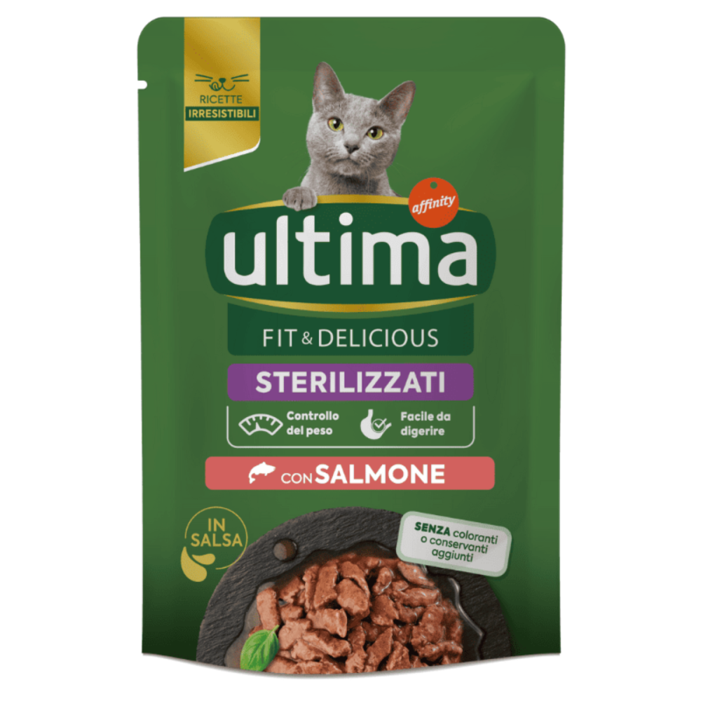 Hrana umeda Ultima cu Carne de Somon pentru Pisici sterilizate, 85 g [1]
