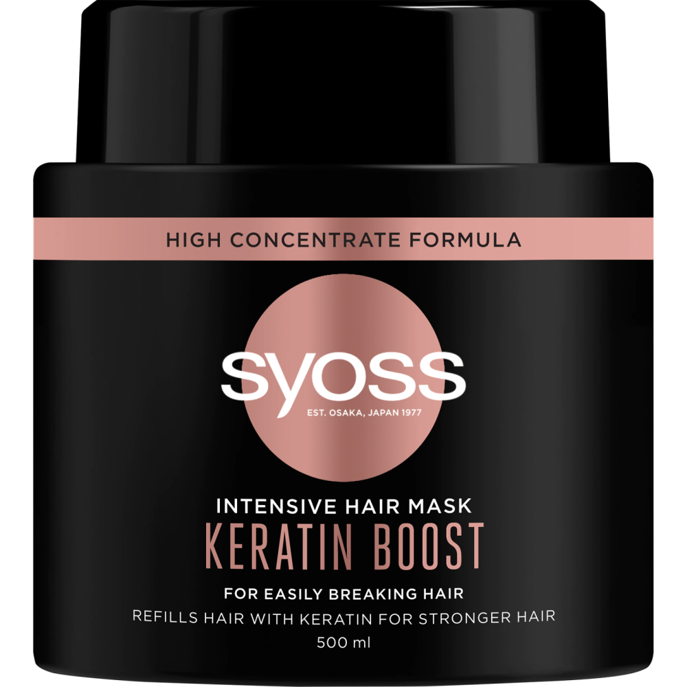 Masca de par Syoss Intensive Keratin Boost pentru par fin cu tendinta de rupere, 500 ml [1]