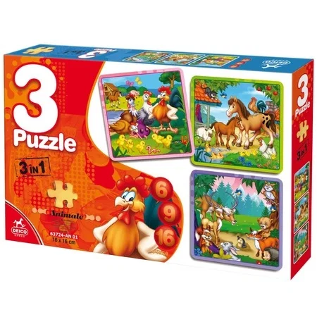 PUZZLE 3 IN 1 ANIMALE 6,9,16 PIESE [1]