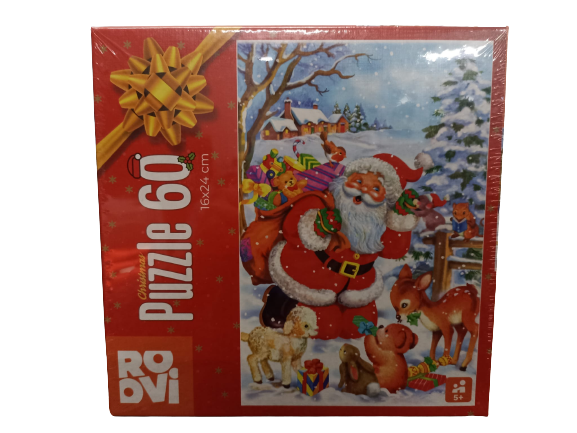 Puzzle Mos Craciun, cu jucarii si animalute - 60 piese [1]