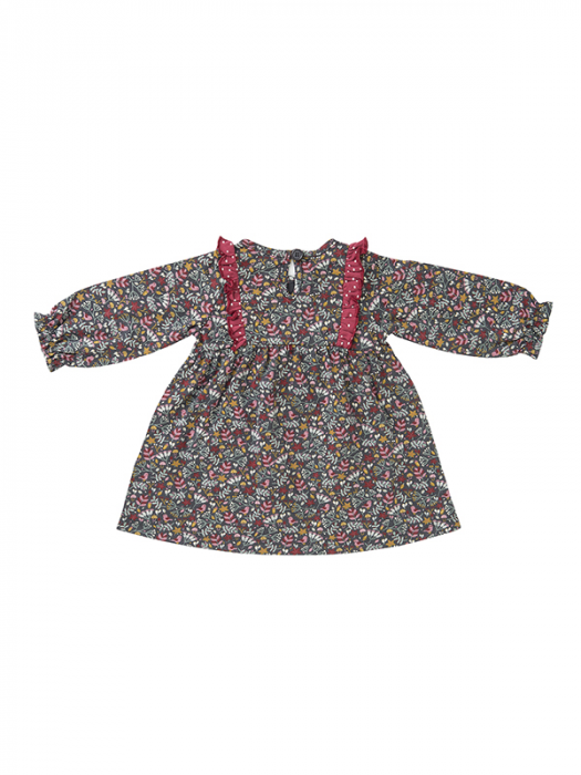 Rochita Scufitei, cu floricele, din bumbac organic. Marimea 98/104 - People Wear Organic [2]