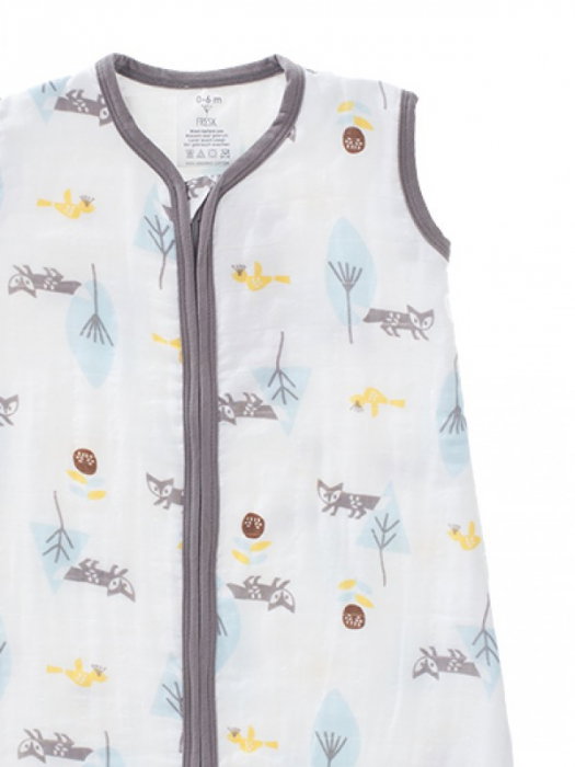 Sac de dormit de muselina, 0-6 luni, model Fox Blue - Fresk [2]