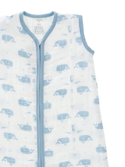 Sac de dormit de muselina, 0-6 luni, model Whale blue--Fresk [2]