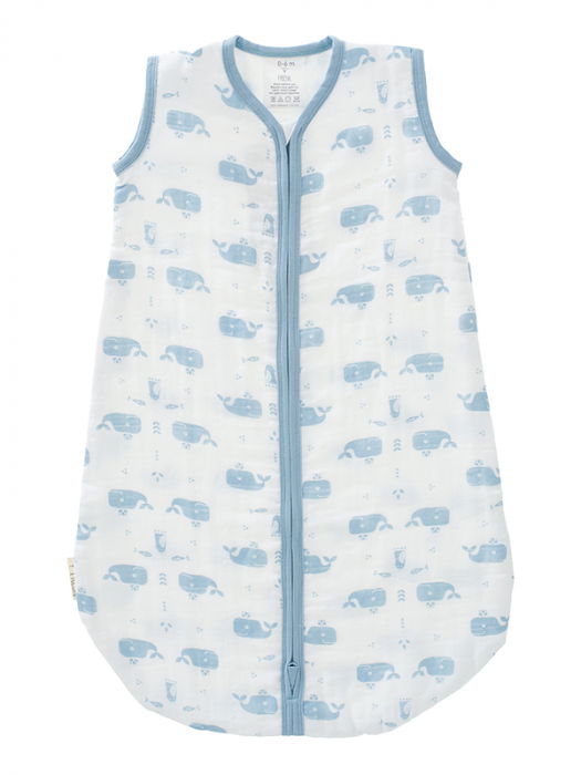 Sac de dormit de muselina, 0-6 luni, model Whale blue--Fresk [1]