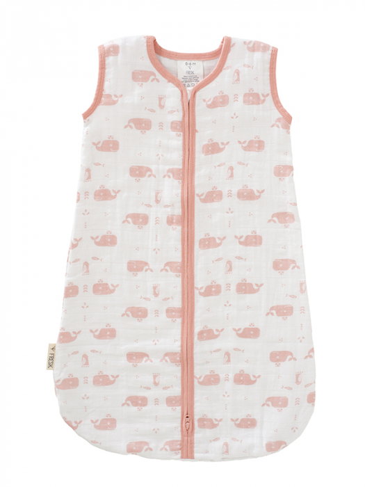 Sac de dormit de muselina, 6-12 luni, model Whale rose--Fresk [1]