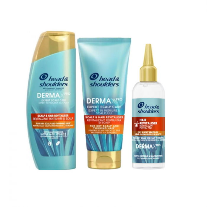 Set Head and Shoulders Derma X Pro Revitalizant Sampon 300 ml, Balsam 220 ml, Ser 145 ml [1]