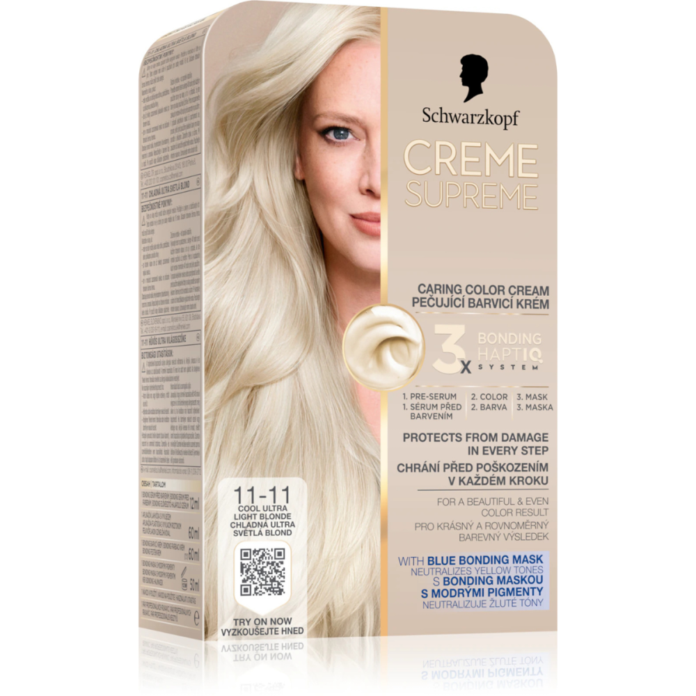 Vopsea de par permanenta cu amoniac Schwarzkopf Creme Supreme, 11-11 Blond Ultra Deschis, 182 ml [1]