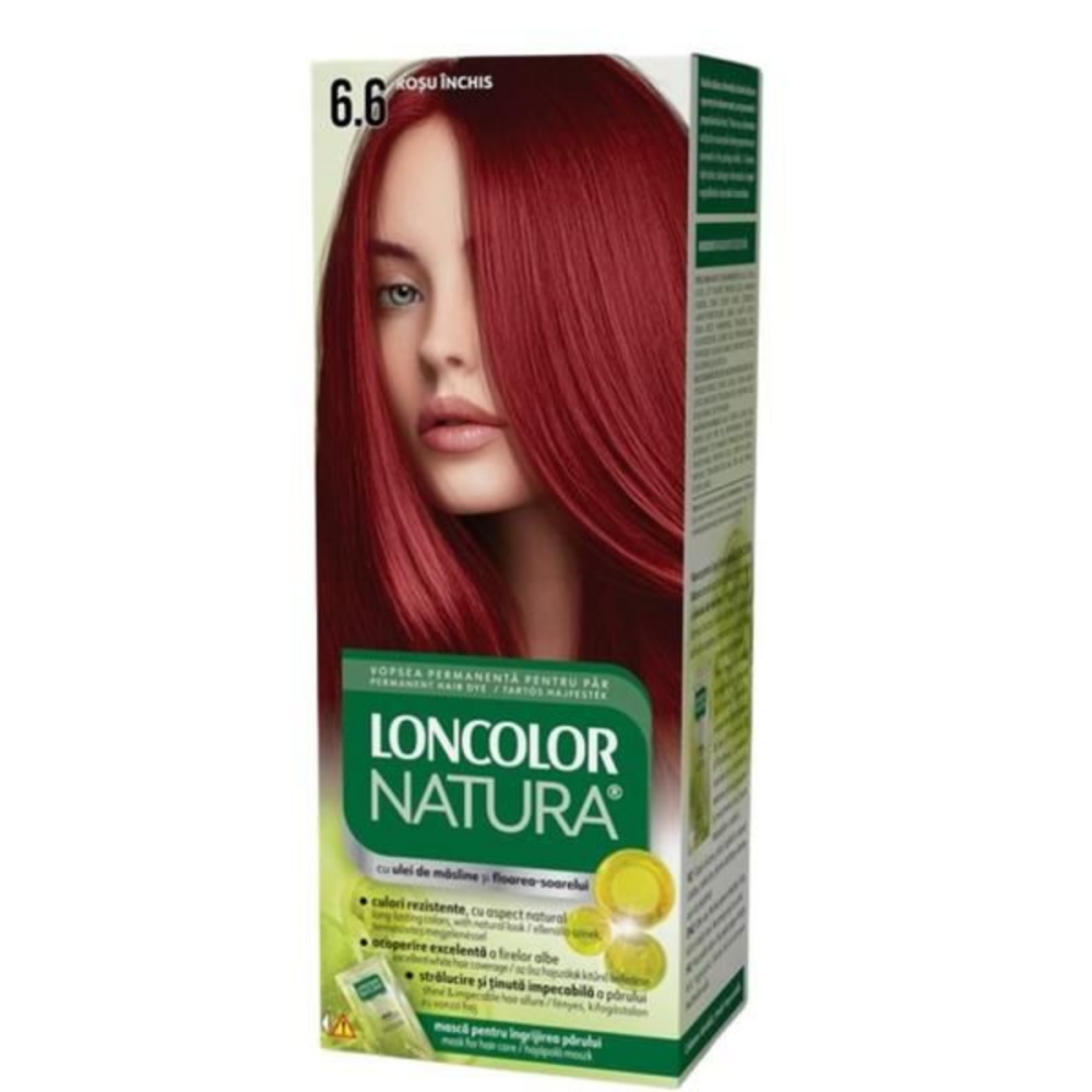 Vopsea de par permanenta, Loncolor Natura cu amoniac, 6.6 Rosu inchis [1]