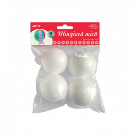 Craciun - Accesorii craft bile polistiren set 4, 60mm - DACO