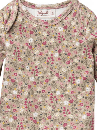 Body cu maneca lunga, flori de camp, din bumbac organic - People Wear Organic [2]