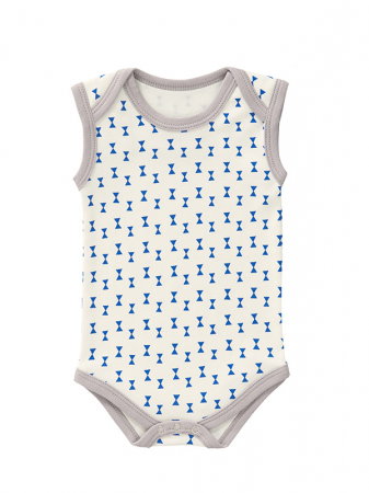 Jucarii, Copii & Bebe - Body fara maneci, din bumbac organic, model Fest Kobalt, 0-3 luni--Fresk