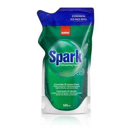 Curatenie & Intretinere - Detergent de vase Sano Spark Castravete Rezerva 500 ml
