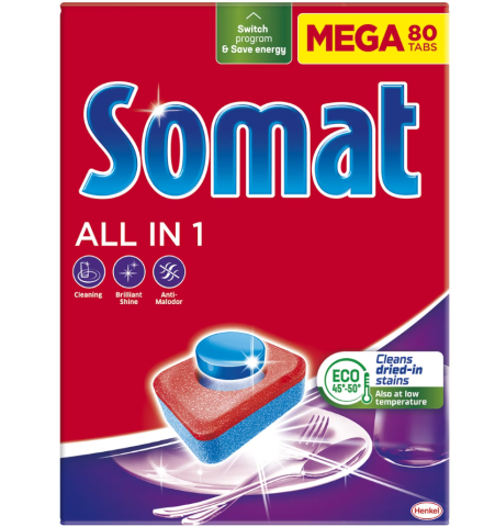 Detergenti Bucatarie si Vase - Detergent pentru masina de spalat vase Somat All in one, 80 tablete