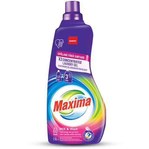 Casa, Gradina & Bricolaj - Detergent Sano Maxima mix & wash, gel concentrat pentru rufe, 60 spalari, 1.5 l