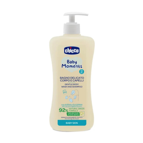 Ingrijire Par - Gel de dus si sampon 2 in 1 fara lacrimi Chicco Baby Moments, 500ml, 0 luni+