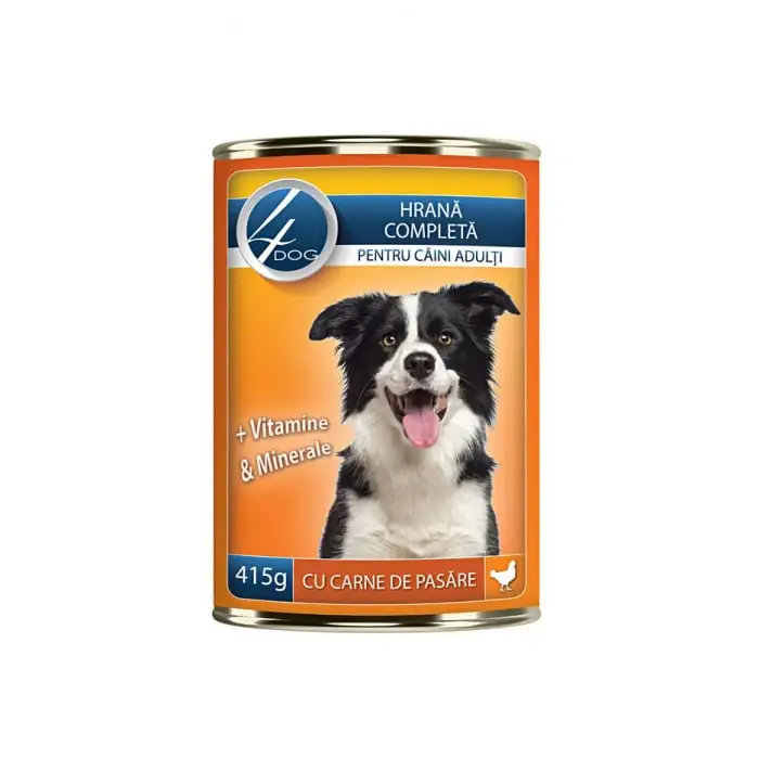 Hrana pentru caini - Hrana Umeda Caine Adult, 4DOG, Pui, Conserva, 415g