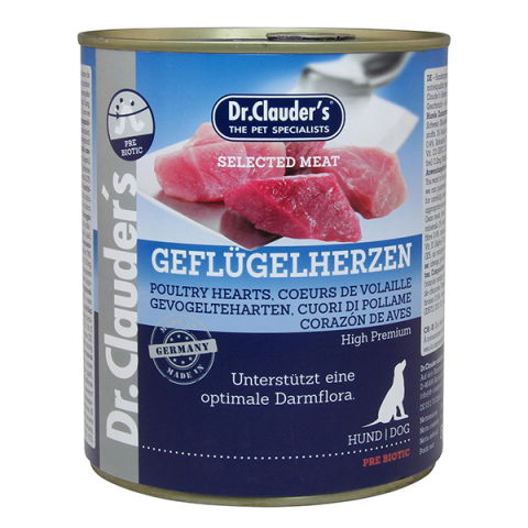 Hrana pentru caini - HRANA UMEDA DR. CLAUDER'S DOG SELECTED MEAT INIMI DE PUI, 400 GR