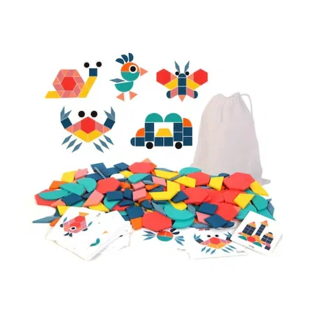 Joc Tangram cu 180 piese din lemn [1]