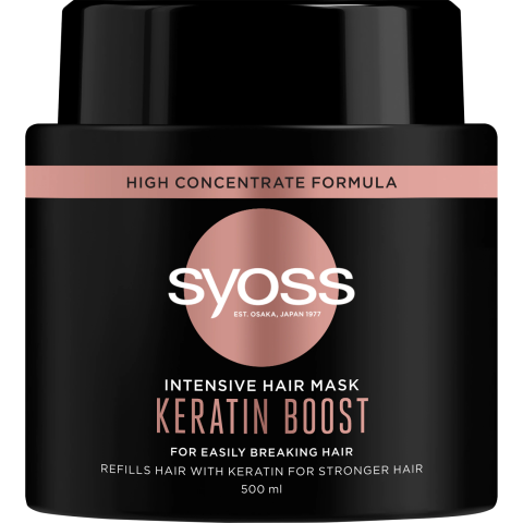 Ingrijire Personala & Cosmetice - Masca de par Syoss Intensive Keratin Boost pentru par fin cu tendinta de rupere, 500 ml