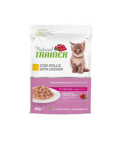 Hrana pentru pisici - NATURAL TRAINER CAT PLIC KITTEN&YOUNG, PUI, 85 GR