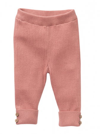 Jucarii, Copii & Bebe - Pantaloni impletiti roz, din bumbac organic - People Wear Organic
