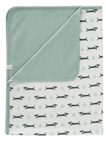 Jucarii, Copii & Bebe - Paturica din bumbac organic, cu model Dachsy - Fresk