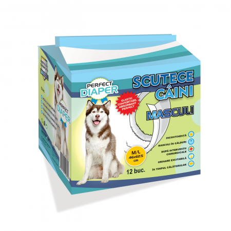 Pet Shop - PERFECT DIAPER SCUTECE MASCULI, MARIMEA M/L, 12 BUC