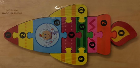 Jucarii, Copii & Bebe - Puzzle lemn Racheta spatiala cu numere