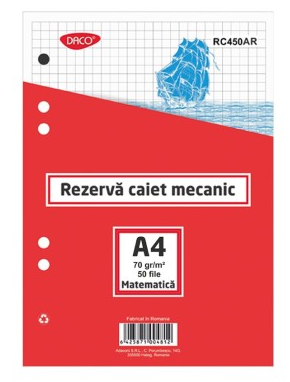 Caiet A4 Aritmetica - Rezerva caiet mecanic A4 50 file Matematica