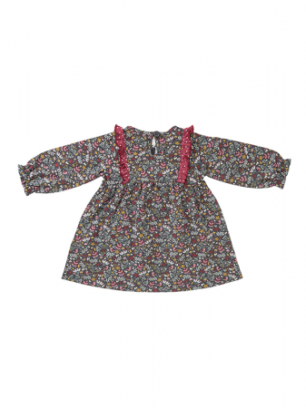 Rochita Scufitei, cu floricele, din bumbac organic. Marimea 86/92 - People Wear Organic [1]