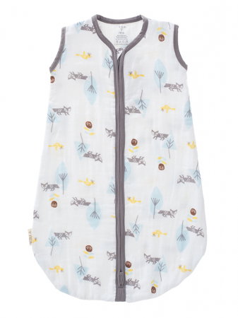 Jucarii, Copii & Bebe - Sac de dormit de muselina, 0-6 luni, model Fox Blue - Fresk