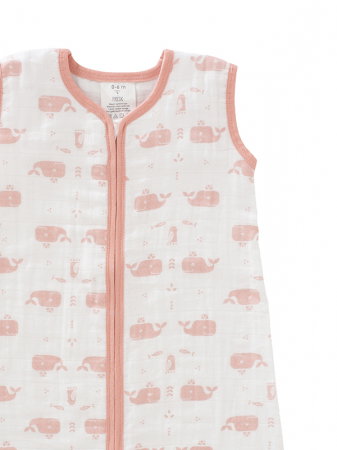 Sac de dormit de muselina, 6-12 luni, model Whale rose--Fresk [1]