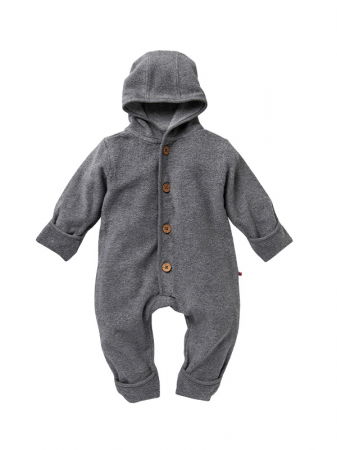 Jucarii, Copii & Bebe - Salopeta de fleece gri, din bumbac organic. Marimea 86/92 - People Wear Organic