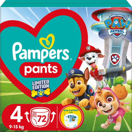 Jucarii, Copii & Bebe - Scutece-chilotel Pampers Pants Patrula Catelusilor Marimea 4, 9-15 kg, 72 buc